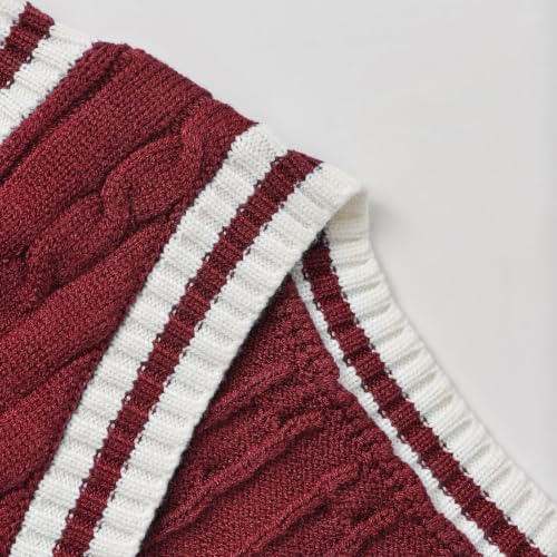 Image of Women's Sweater Vest,Y2K Sleeveless Pattern Preppy Style Knitted Crop Tank Top for Girl