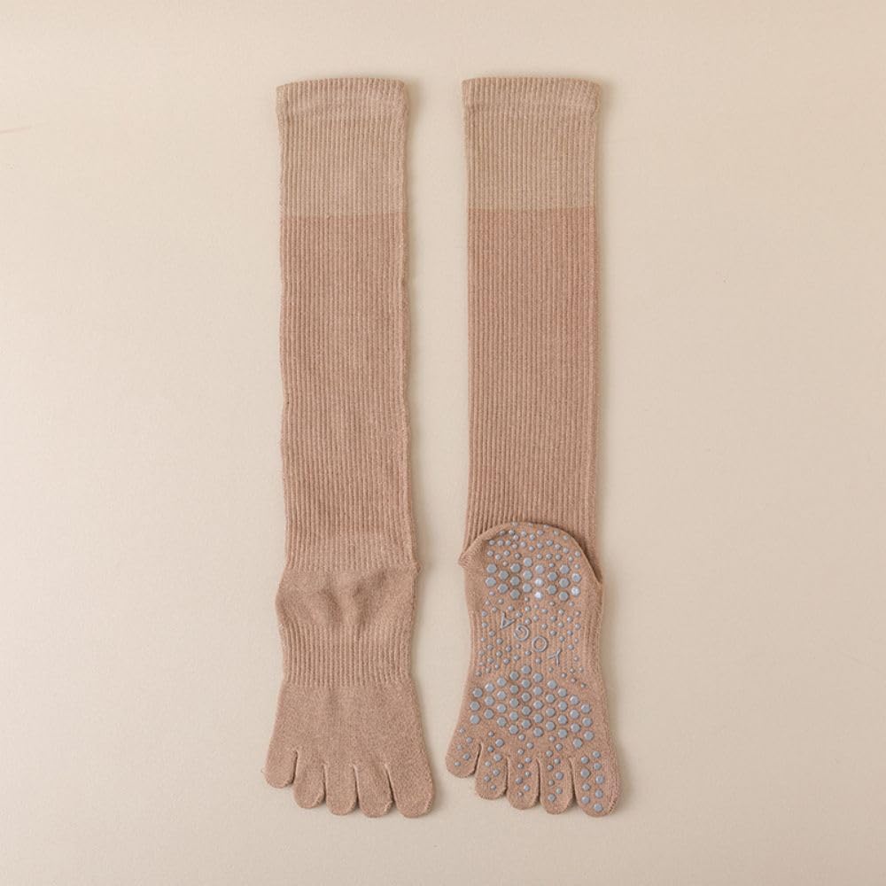 Yoga de Cinco Dedos para Otoño e Invierno, Calcetines Deportivos Antideslizantes de Longitud Media, Pantorrilla de Pilates para Mujeres, Señoras, Niñas (6 Pares)