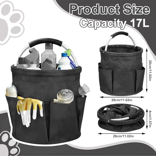 Qivine-Cleaning-Caddy-for-Cleaning-Supplies-17L-Cleaning-Supply-Caddy-with-Handle-Foldable-Cleaning-Supplies-Organizer-Bucket-Tool-Bag-Organizer-Cleaning-Products-Organizers-for-Home-Garden-Black