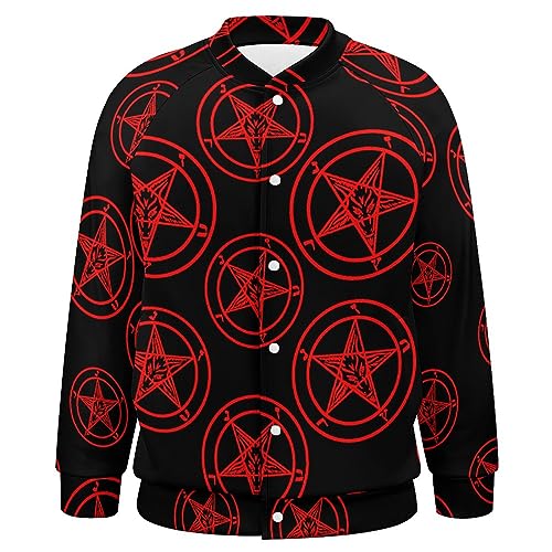 Baphomet Satan Satanic Sabbatic Goat Men's Baseball Bomber Jacket Long Sleeve Sweatshirt Casual Streetwear Coats with Pocket3