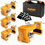 MANRAM Cabinet Clamps 4 Pack A Great Gift for Dad, Heavy Duty Cast Steel Face Frame Alignment Tool with Integrated Drill Guide, EVA Protective Pads and Carrying Case for Cabinet Installation