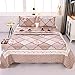 VIVILINEN Queen Size Quilt Set 3-Piece Light Pink Floral Patchwork Reversible Quilted Bedspread Coverlet Set Lightweight Comforter Bedding Set Bed Sheet Set Cover Blanket with 2 Pillow Shams