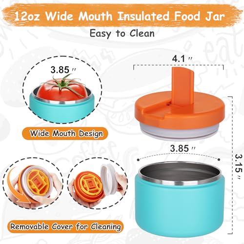 Image of Pawtong 12oz Insulated Vacuum Food Jar with Buckle Lid Wide Mouth Soup Thermo for Hot Food Kids Leakproof Stainless Steel Lunch Container