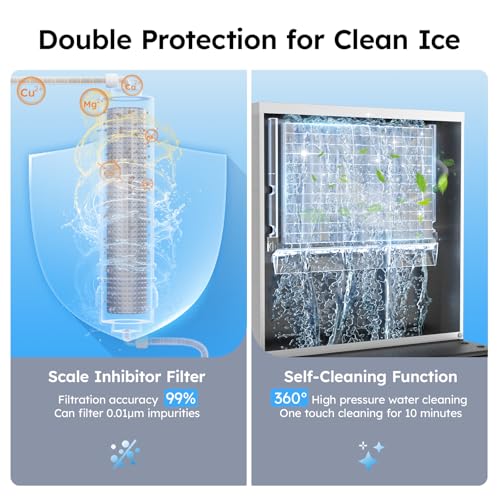 Image of Commercial Ice Machine 550LBS /24H,Storage 400LBS,Large Industrial Ice Maker,Ice Ready in 5-15min,with Self-Cleaning Mode,with Timing Function,30 Levels of Ice Thickness Adjustment,Stainless Steel