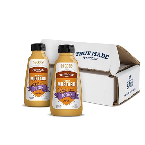 True Made Foods Miel bajo contenido de azúcar mostaza, apto para Keto (12 onzas, paquete de 2)