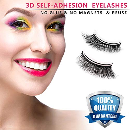 Fake Eyelashes 3D Self-adhesive False Eyelashes Natural Look Resuable Fake Lashes Easy Thick Extensions Set with Glue