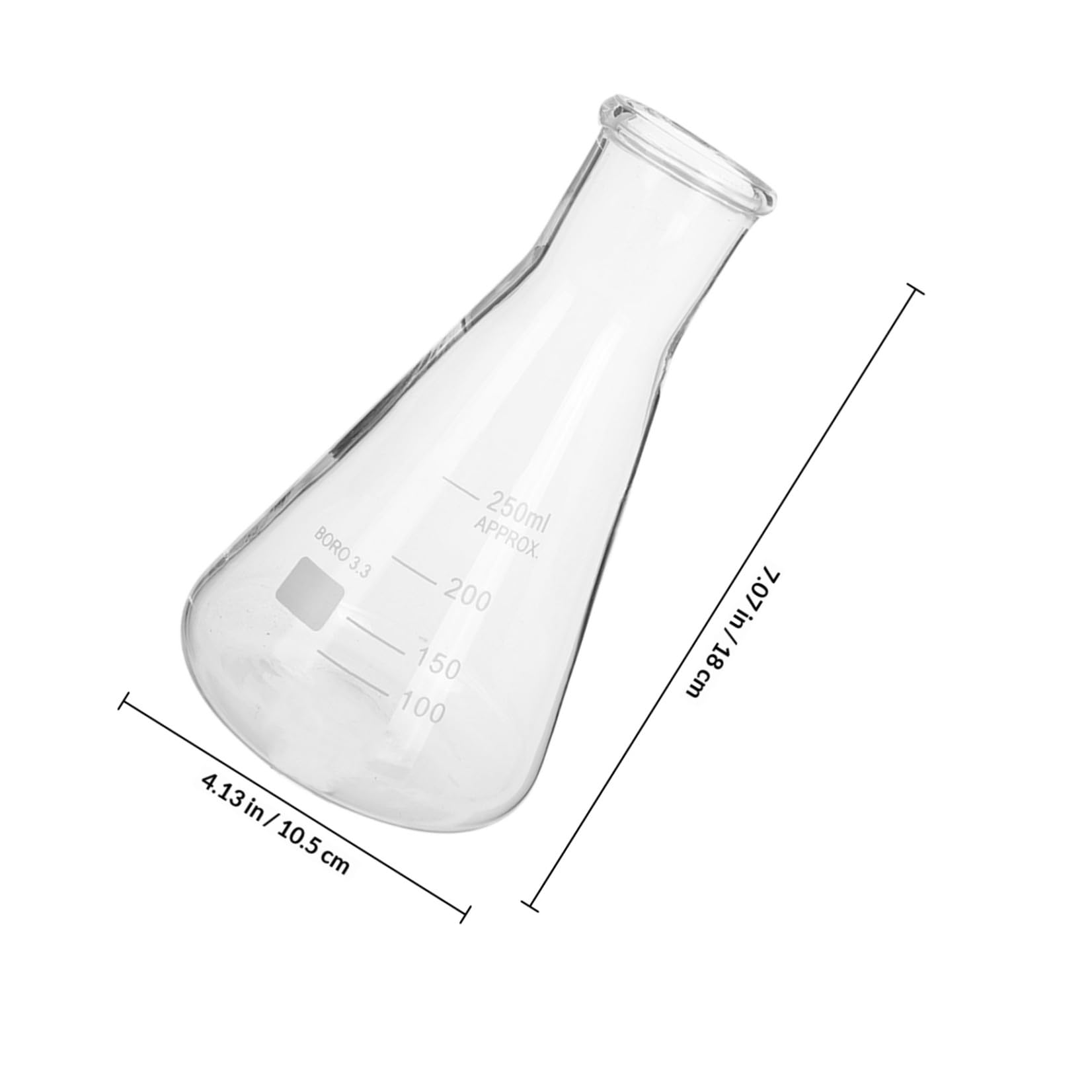 Contenitore Conico in Vetro Borosilicato Resistente al Calore per Laboratorio Chimico, Pentola Conica da 250 Ml per Esperimenti Scientifici