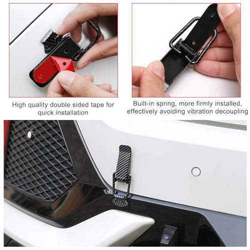 image for Ohleats 4 PCS Car Bumper Clip Hasp, Carbon Fiber Auto Bumper Security 