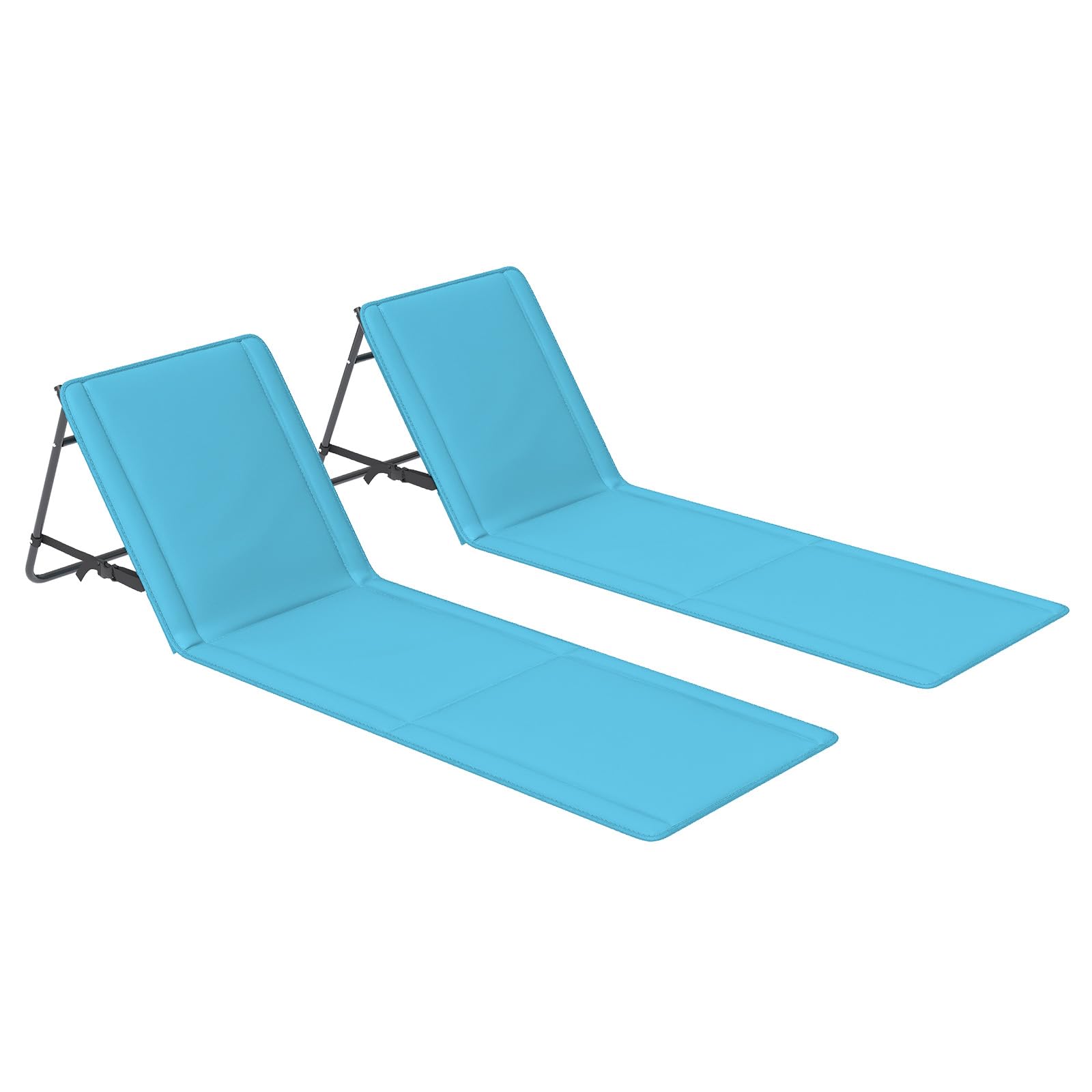 Amopatio Lot de 2 Tapis de Plage avec Dossier Réglable et Sangle – Chaise de Plage Pliable pour Plage, Jardin, Camping et Terrasse, Bleu
