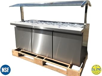 Commercial Salad Buffet Table Refrigerator, ETL Open Glass Cold Table Fridge Cooler, 72 W