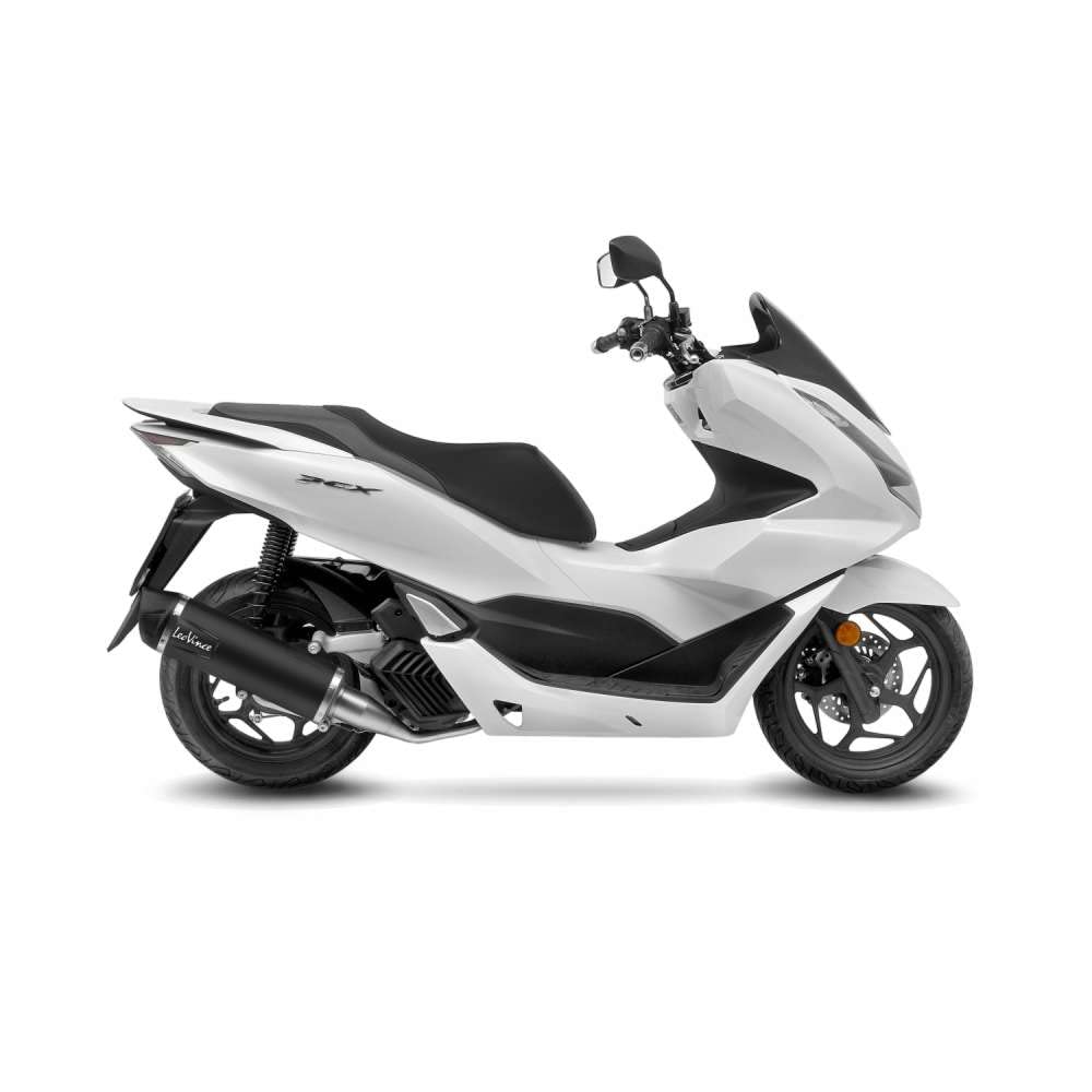 LeoVince Auspuffanlage Komplettanlage SBK NERO Edelstahl schwarz Carbon Kappe mit Katalysator für Honda PCX 125