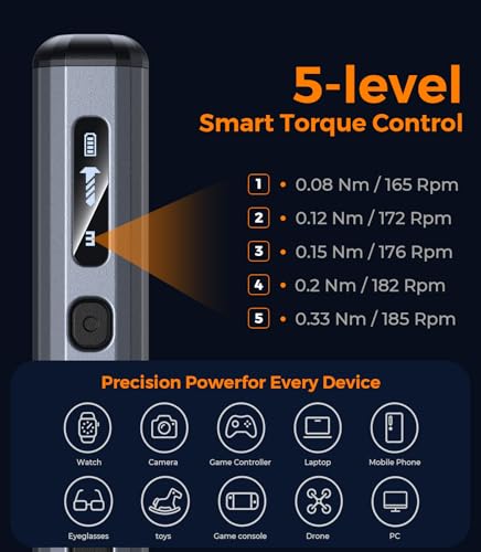 Image of AXTH 76-in-1 Mini Electric Screwdriver Set, [Precise Torque Control] Magnetic Power Precision Screw driver, Rechargeable Tiny Cordless Repair Tool Kit, for Eyeglass, Watch, Computer, PS5, Electronic