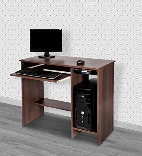 Image of MAMTA DECORATION Engineered Wood Writing Study Table with Shelves Storage for Home Computer Desk with Keyboard Shelf for Office and Home (Dark Matt Finish)