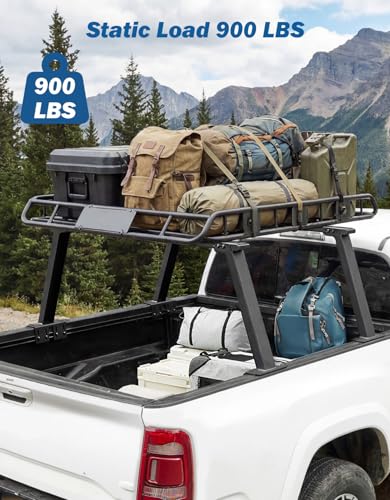 Image of JOYTUTUS Heavy Duty Width Extendable Truck Bed Ladder Rack, Fit for Full-Size Wide Truck Bed, Rust-Resistant Overland Cargo Rack Compatible with F150 Silverado Sierra Ram 1500 Tundra Titan