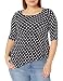 Star Vixen Women's Plus Size Elbow Sleeve Hanky Hem Tunic Top, Black Dot, 3X