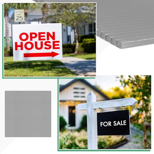 Image of M METERXITY 2-Pack Corrugated Plastic Sheets, 16 Inch x 16 Inch Waterproof Blank Corrugated Poster Board Yard Signs for Garage Sale /Office /Classroom /Party /Lawn Sign Road [3mm Thick, Gray]
