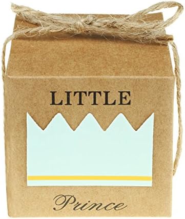 vLoveLife 50pcs Turquoise Blue Little Princess Paper Favor Boxes Gift Box + 50pcs Free Natural Jute Twine Cute Kraft Paper Gift Candy Box Baby Shower Birthday Party Favors - 2"x2"x2''