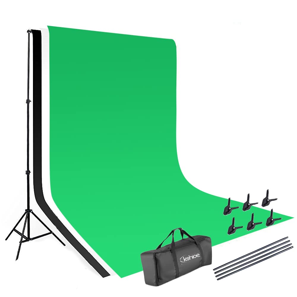 Outvita Support de Fond Réglable 2x3 m | Kit Professionnel avec 3 Toiles (Blanc/Noir/Vert) et Sac de Transport
