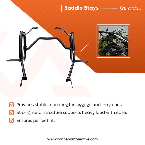 Image of 3 in 1 Saddle Stays with Jerry Can Holder and Bag Holder Compatible with Bajaj Pulsar N160 /N250 /F250 (Black) (Set of 1)