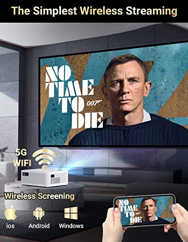 image for PURSHE 5G WiFi Bluetooth Projector, Full HD Native 1080P Projector wit