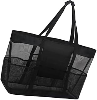 Bolsa De Malla para Playa Negra Portátil Bolsa De Malla para Baño para Guardar Ropa para Viajes y Duchas La Playa