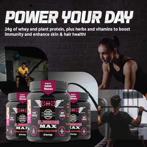 Image of SOS Nutrition Whey Protein for Women - Slimming Protein Powder for Weight Loss - Strawberry Flavor 910g - 24g Protein per Serving Plant + Whey Blend - Free BPA-Free Shaker