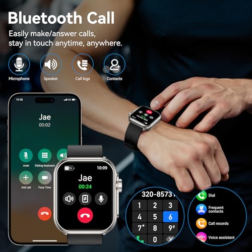 smart watch for men women 1000 mah 100 day battery life 18534 fitness tracker bluetooth callmake calls 110 sport modes ip68 waterproof heart rate 247 sleep monitor fitness watch iosandroid