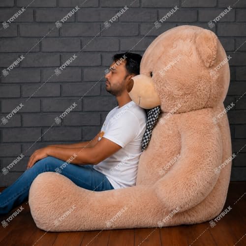 Image of 4 Feet Standing Teddy Bear Camel Color | 43 Inches Giant Soft Plush Teddy for Girls & Kids | Imported Premium Fabric Hugging Teddy Bear for Birthday, Anniversary & Valentine Gift