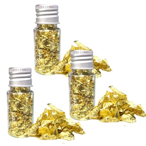 3 Bottiglie Oro Commestibile Oro Alimentare Scaglie di Foglia d'oro