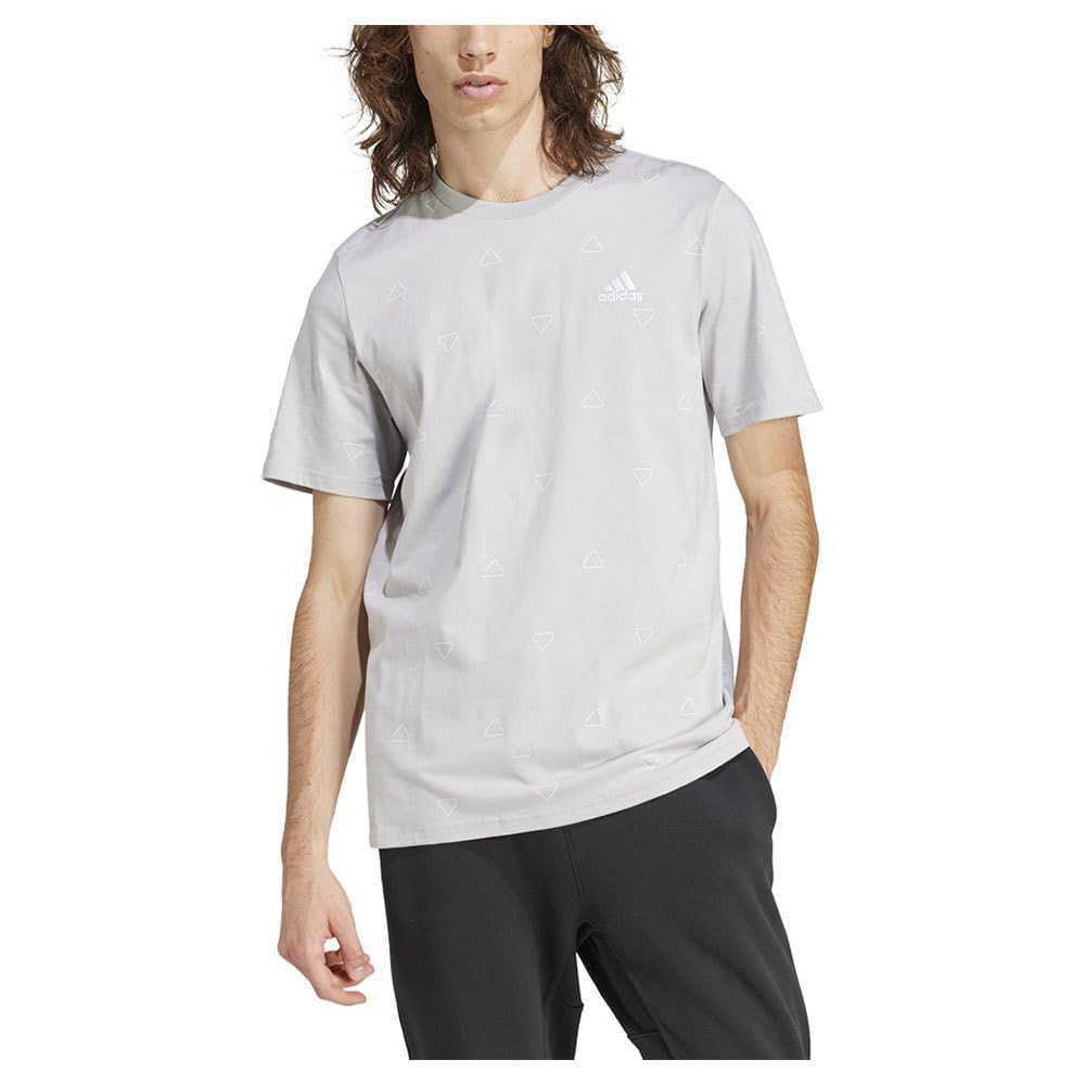 adidas Men's Seasonal Essentials Monogram Graphic Tee, Grey Two, M