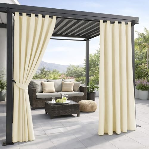 PARAMAISON Tenda per Esterno Impermeabile e Oscurante First2, per Gazebo e Pergolato, Idrorepellente | 150 x 220 cm - Panna| con Bretella Foderata