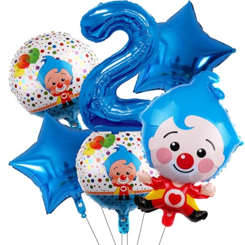 6 unidades balões de aniversário circo, decorações de balões de festa de carnaval, balões gigantes de animais de circo para carnaval festa de aniversário festa palhaço empresário (azul claro)