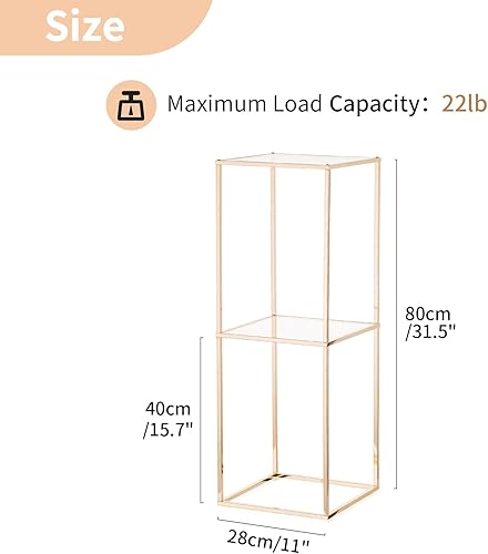 Miniatura 10 de NUPTIO Soporte de flores doradas para centros de mesa 10 piezas de mesa de pedestal de 2 capas de 31.5 pulgadas de alto con panel acrílico, jarrones