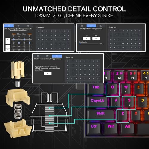 Image of Redragon K617 HE Rapid Trigger Gaming Keyboard, 60% 61 Keys Wired Mechanical Keyboard w /Hyper-Fast Actuation, Dedicated Hall Effect Magnetic Switch, Actuation Point Adjustable, Essential Black