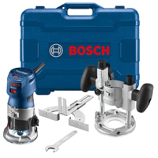 Bosch GKF125CEPK Colt 1.25 HP (Max) Variable-Speed Palm Router Combination Kit , Blue, 5.8 x 11 x 10.5 inches