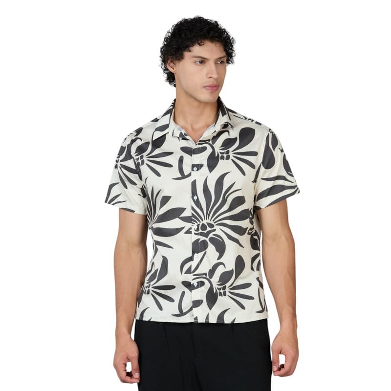 Image of MARK & ALBERT Men's 100% Cotton Printed Half Sleeves Regular Fit Shirt for Men
