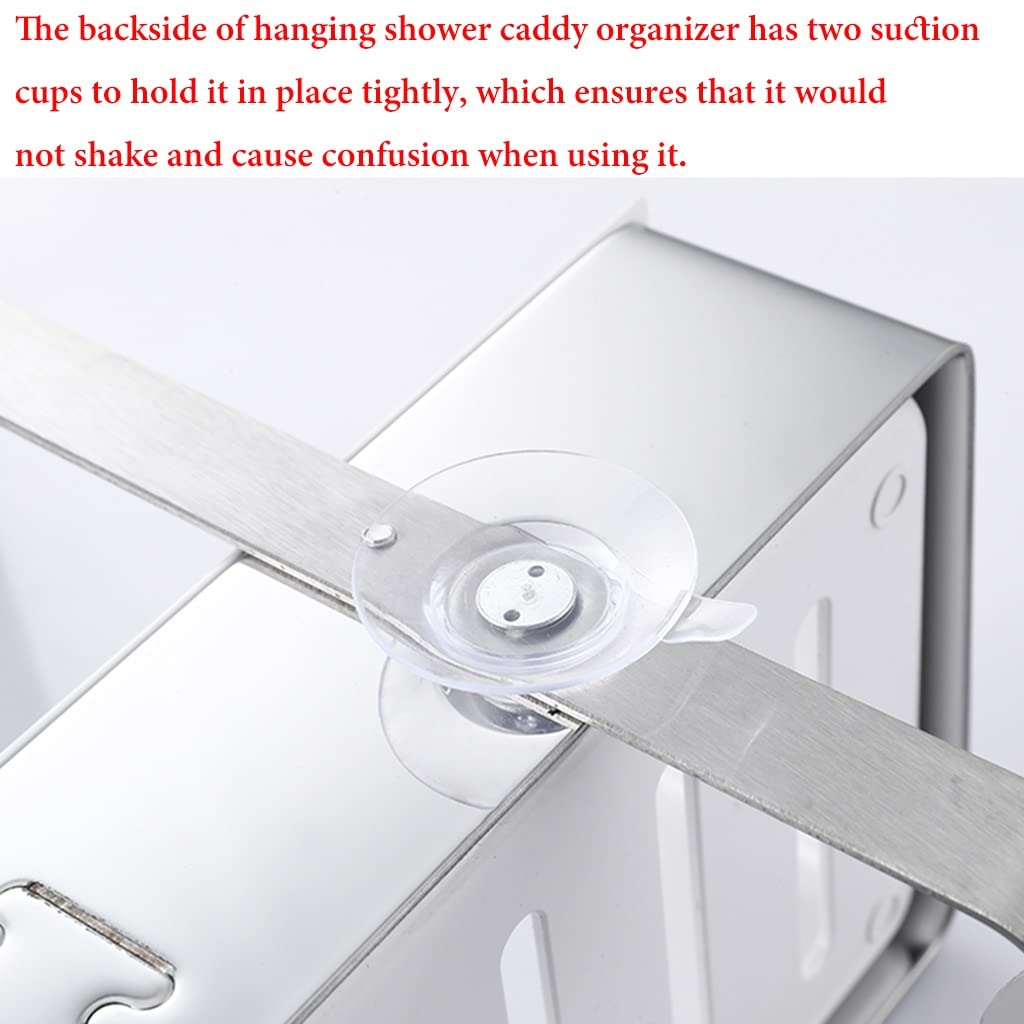 Inless - Organizador de ducha de acero – Estante colgante sobre la puerta sin taladrar, nizer de baño de 2 niveles con toalla, cesta de ducha inoxidable para facilitar el montaje