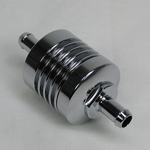 Miniatura 2 de Filtro de combustible de aluminio cromado Billet para uso con manguera de combustible de 5/16 pulgadas de diámetro interior, pantalla de malla