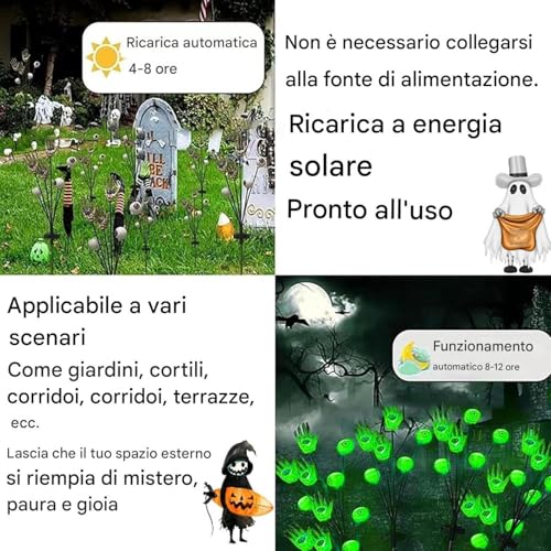 Lumières de tige avec mains squelettiques et yeux étanches Halloween - 7