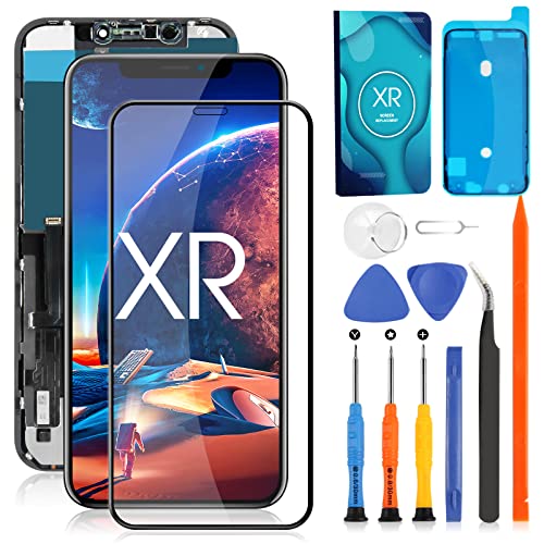 SUNKONG Ecran pour iPhone XR Complet, 6.1' Écran LCD Tactile pour iPhoneXR Vitre De Remplacement Numérique Ecran D'Affichage avec Kit De Réparation