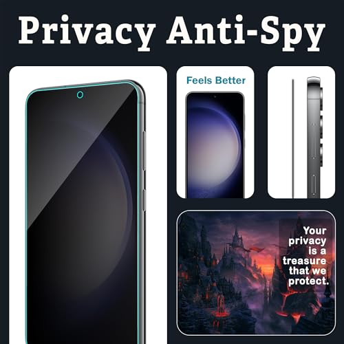 Image of ArmourPro Borderless Privacy Tempered Glass for Samsung Galaxy S23 / Samsung S22 - Anti-Spy Anti Peeping Screen Protector, Edge-to-Edge Coverage, 9H Anti-Scratch, Case Friendly, Easy Installation Kit