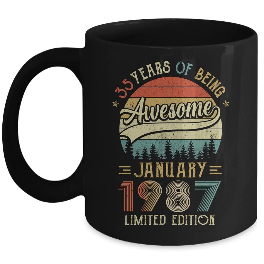 SKY DOT Born January 1987 35th Birthday Made in 1987 35 Year Old Printed Ceramic Tea/Coffee Mug (325ml)
