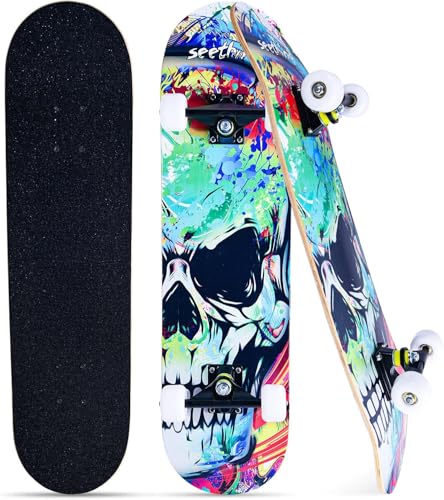 Skateboards for Adults Youths Teens Girls Boys Beginners Pro,31''x8'',7-Layer...