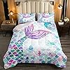 Erosebridal Mermaid Bedding Set,Nautical Sea Animal Kawaii Duvet Stuffing Full Mermaid Gifts for Girls,Fish Scale… 51d BXYp92L. SS100