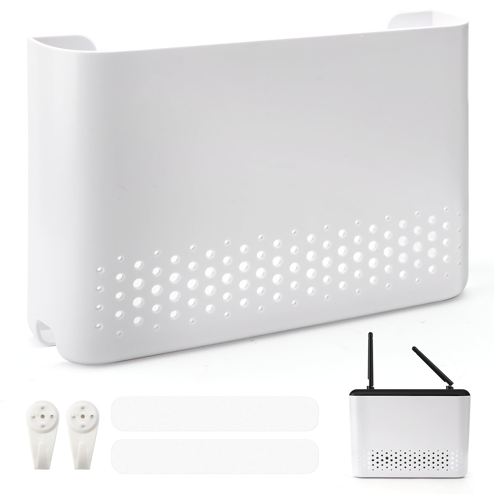 APOMOONS Router ukryta boxa do przechowywania kabli ściennego regału wifi dekoracja ścianowa biały 25,6 x 17 x 5,4 cm