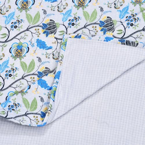 Image of Home Ecstasy 100% Cotton Mulmul Reversible Dohar for Single Bed 210 GSM (56 x 88 inches), Blue