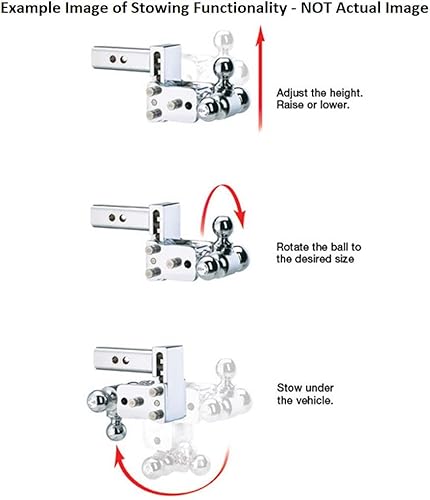 Miniatura 2 de B&amp;W Trailer Hitches Soporte de bola de enganche de remolque ajustable cromado para remolque - Se adapta al receptor de 2 pulgadas, bola doble (2 x