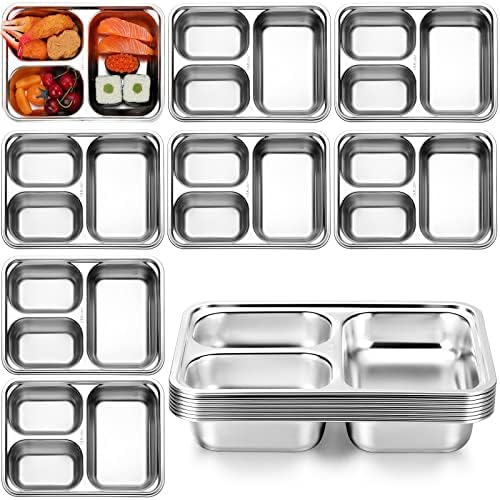 Zopeal 8 Pack 304 Stainless Steel Divided Plates Tray