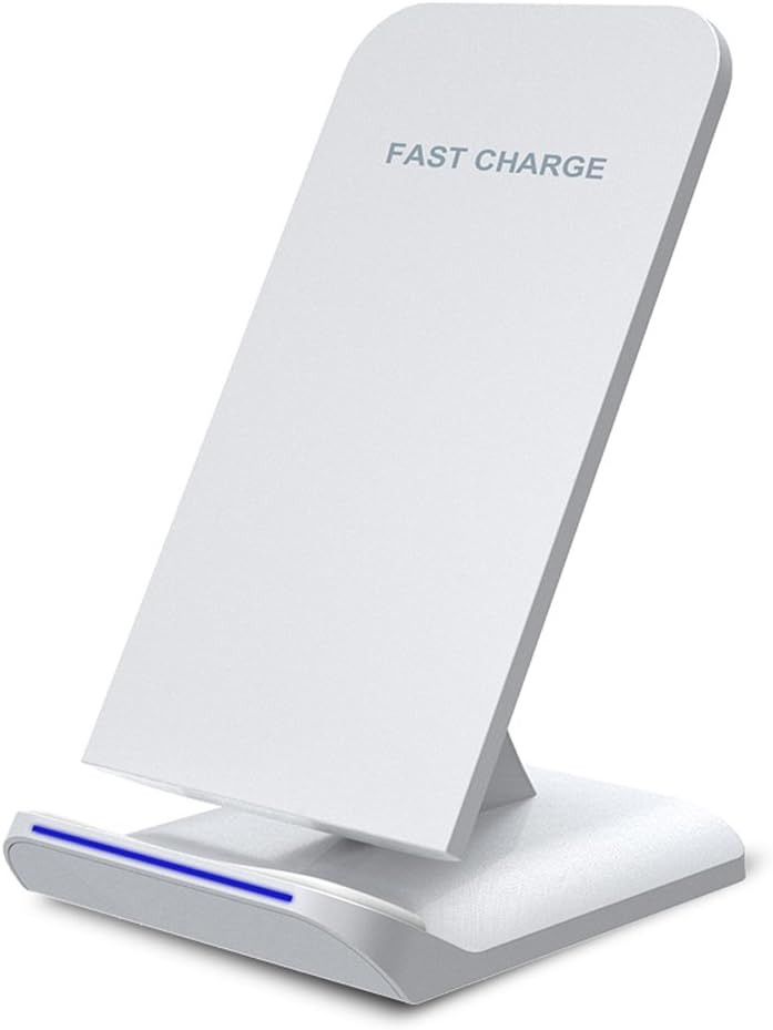 Fast Wireless Charger Cell Charging Pad Stand for iPhone X 8 8 Plus Samsung Galaxy S8 S8 Plus S7 S7 Edge and All Qi Enabled Devices (Siver)