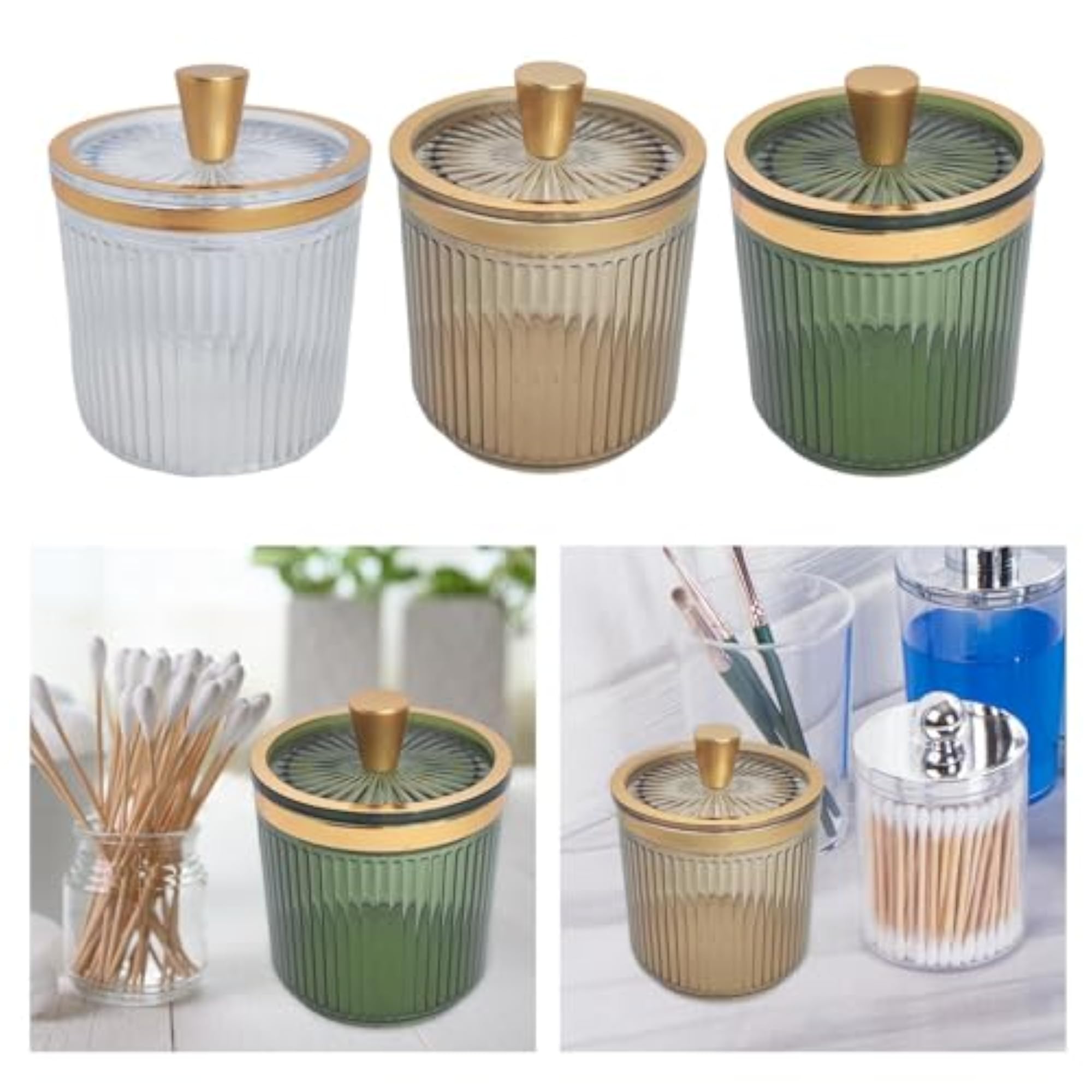 6x Multifunctional Makeup Cotton Swab Ball Holder Jar